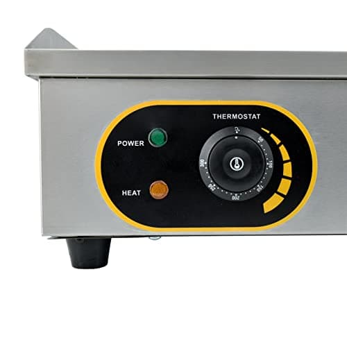 MOOTACO Plancha Électrique Professionnelle Inox 4400W de gril en Fonte 73 * 43cm, Thermostat 50 à 300°C, 2xThermostat, 2 Prises (Entièrement lisse)