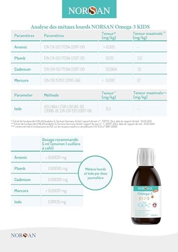 NORSAN OMEGA 3 FISK hautement dosé 150 ml/oméga-3 pour enfant 1.120mg par dose journalière/omega 3 enfant avec EPA & DHA/dose journalière 1 cuillère à café huile de poisson