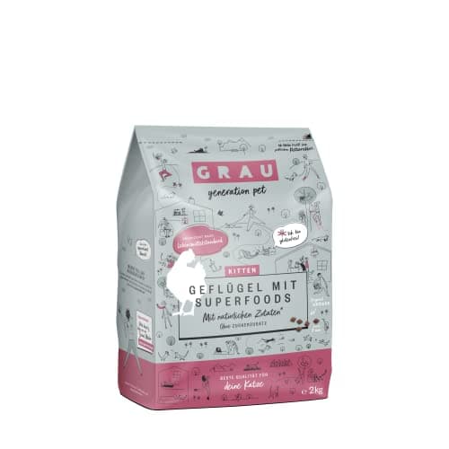 GRAU L’original Croquettes Pour Chats/chatons, Volaille Avec Super Aliments, Lot De 1 (1 x 2 kg), Sans Gluten, Pour Chatons