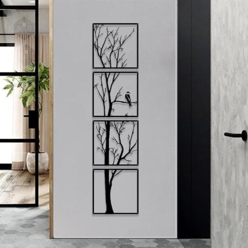 Luccyle Arbre Decoration Murale Metal,Arbre En Métal,Decoration Murale Maison,Idéale pour salon et couloir,Grand lot de 4