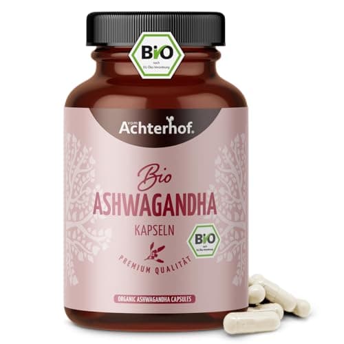 Gélules d'ashwagandha bio 150 pièces | poudre d'ashwagandha finement moulue sous forme de gélules | qualité biologique certifiée | rôle important dans l'ayurvéda indien | vom Achterhof