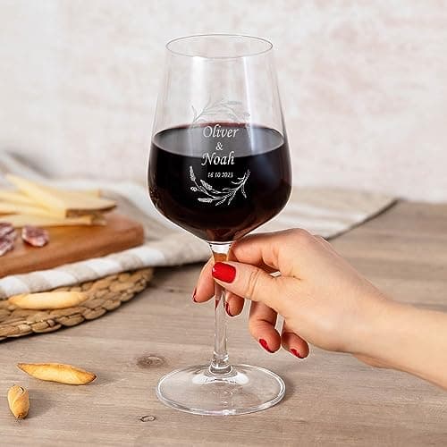 Wanapix | Pack 2 Verres à Vin Personnalisés | Verres à Vin en cristal gravés | Pack de Verres à Vin en cristal Bohème personnalisables par gravure | Flowers