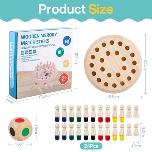 ZLPBAO Memory Chess Jeux Educatif 3 Ans, Méliorent la Mémoire et La Cognition des Couleurs,Jeu Montessori 3 Ans en Bois, Chess Board pour Enfants Adultes Fête Voyage