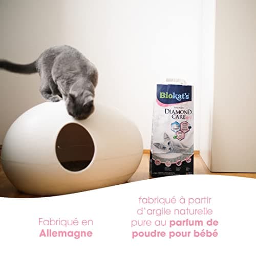 Biokat’s Diamond Care Fresh au parfum de talc - Litière fine pour chats au charbon actif et à l’Aloe vera - 1 sac (1 à 10 l)