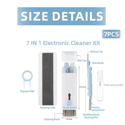 CPSYTE Kit Nettoyage Clavier, 7 en 1 Kit Nettoyage PC Multifonctionnelle, Keyboard Cleaner Nettoyage Clavier avec Brosse, pour Téléphones, Laptop, Écouteur, Outil Compact Multifonctionnel
