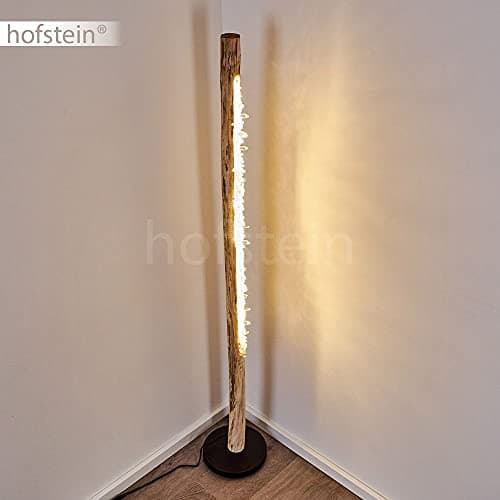 Lampadaire LED Bansberia en bois, métal et cristaux plastiques créant un effet scintillant, élégant luminaire à intensité variable idéal dans un salon moderne, 15 Watt, max. 980 Lumen, 3000 Kelvin