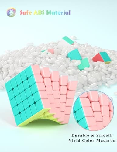 ROXENDA 5x5 Cubes Magiques, 5x5x5 Jouets pour la Concentration et Les Exercices de Combinaison, sans Autocollants, avec Macarons, Couleurs Vives, pour Enfants et Adolescents (5x5x5)