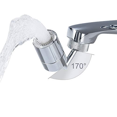 Waternymph 720 Degrés Grand Angle Aérateur pour Robinet, 2 Modes Réglable Mousseur Robinet pour Salle De Bain, Cuisine - Moletage(FM22)