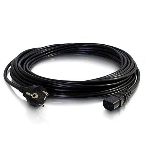 C2G Câble d'alimentation de 10M (IEC320C13 à CEE 7/7 Schuko) 30 pi Convient pour PC, Moniteurs, Appareils électroménagers. Cordon d'alimentation, Noir