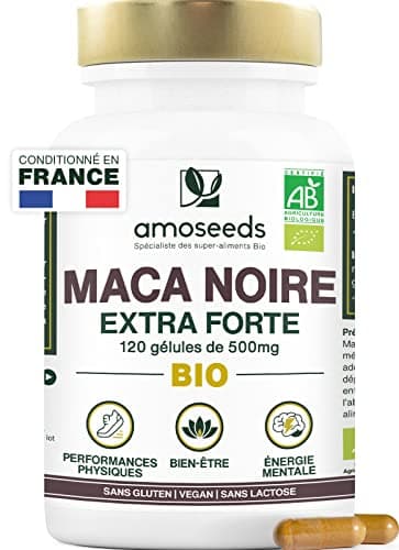 Maca Noire BIO du Pérou | Extra Fort 10 000mg par jour | 120 gélules vegan | Régulateur Hormonal, Détente, Énergie | Qualité Supérieure pour Sommeil,Stress
