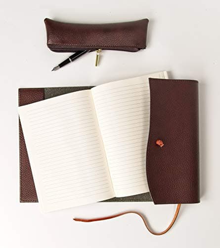 Tivoli A5 Journal Intime/Carnet de Notes RECHARGEABLE en cuir recyclé de fabrication artisanale Italienne, Cadeau Spécial, Journal de Voyage, Notebook A5 (15x21 cm) Brun