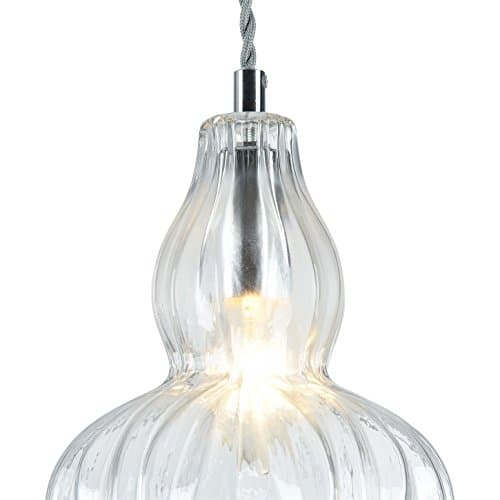 Suspension Design, 1 Lampe, Style moderne, Armature en Métal couleur chrome, abat-jour fait en verre, pour la Cuisine, le Salon, le Séjour, bureau, sale a manger, 1 ampoule, excl. 1 E14 40W 220-240V