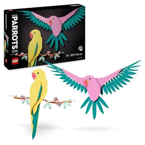 LEGO Art La Collection Faune – Les Perroquets Ara, Décoration Murale de Motif d'Oiseau, avec Image de Perroquet, Activité Manuelle pour Adultes, Cadeau pour Femmes, Hommes, Elle et Lui 31211