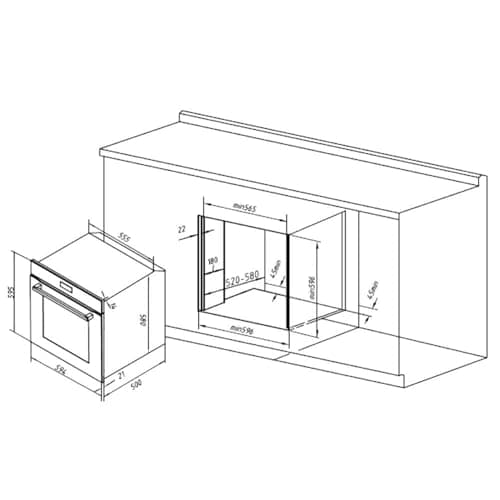 Cecotec Four Encastrable Bolero Hexa C126000 Inox A. 2800 W, capacité de 77 L, 4 fonctions, Steam Assist, Steam EasyClean, Cooling Fan, Triple Vitrage, Classe Énergétique A, Lumière intérieure.