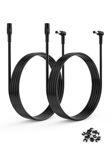 Câble d'Extension DC Tonton 12V de 5 Mètres, Adaptateur d'alimentation 5,5mm x 2,1mm, Câble d'alimentation en L à 90 Degrés pour Caméra de Surveillance, Caméra IP, DVR, etc. 5M (2 Pièces)