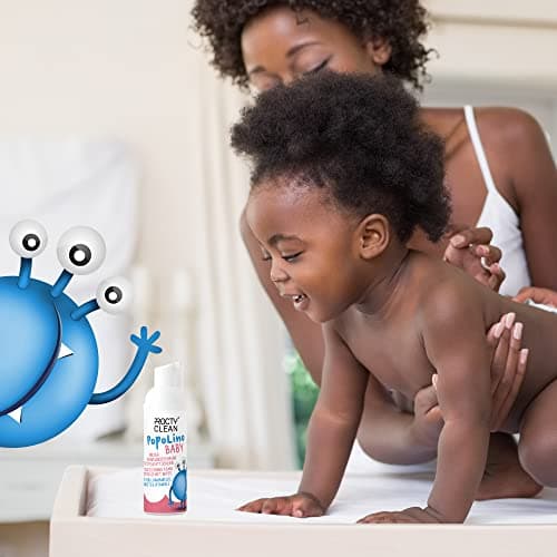 ProctyClean PopoLino Baby Mousse nettoyante douce au lieu de lingettes humides. Rend les fesses et l'environnement heureux avec aloe vera, hamamelis, begamotte et vitamine E
