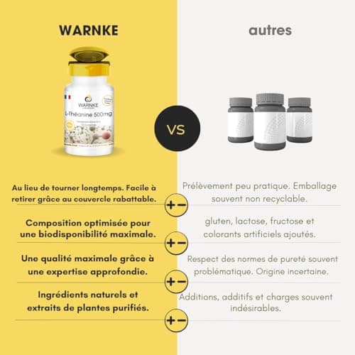 L-Théanine comprimés - 500mg - vegan - 100 comprimés - Acides aminés | Warnke Vitalstoffe - Qualité des pharmacies allemandes