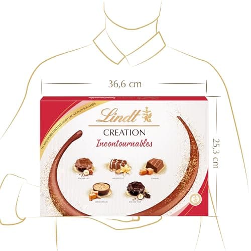Lindt - Boîte CRÉATION Incontournables - Assortiment de Chocolats Noirs et au Lait - Inspiration pâtissière - Idéal pour Noël, 404g