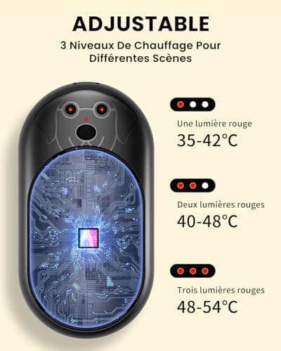 Chaufferette Main Reutilisable 2 Pack, 6000 mAh Chauffage Portable Chauffe Main Rechargeable, Chaufferette Electrique Main, Cadeaux de Noël pour l'extérieur/Camping/Chasse