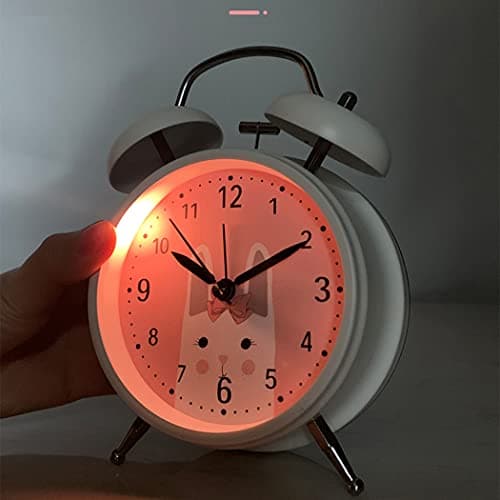 SWHONG Cartoon Cat Ears Design Small LED Digital Loud Alarm Clock with USB Port for Charging Adjustable Volume and Brightness Simple Kid Bedside Clock