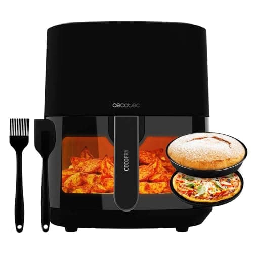 Cecotec Friteuse à Air sans Huile de 5,5 L Cecofry Fantastik Window 5500 Pack Fenêtre. 1500W, Technologie PerfectCook, 9 Modes de Cuisson, Tactile, Réglable 80-200oC, Fenêtre, Cuisson 60 min