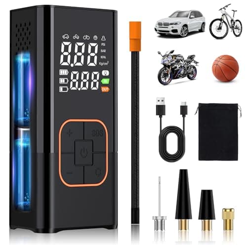 BOOTEEK Compresseur à Air Portatif,Gonfleur Pneus Voiture Sans Fil avec Jauge,150PSI Compresseur Voiture Portable,Accessoire Voiture pour Hommes,Gonfleur Electrique pour Voiture Vélo Moto Balle