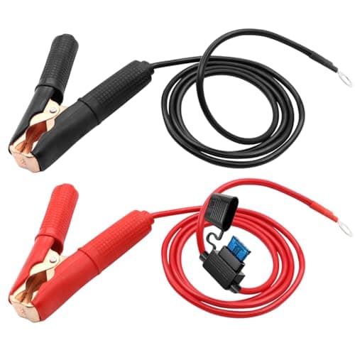 HuaLiSiJi Pince Crocodile Batterie 12V 24V avec Fusible Pinces Crocodiles Voiture Pince pour Cable Batterie 30A 14AWG, for Automotive Battery Other Equipment (1.5m)