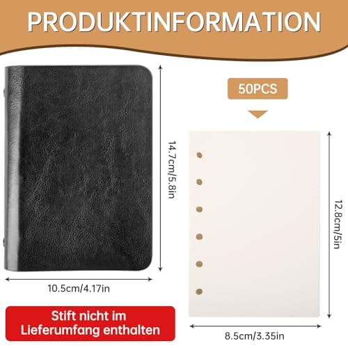 RNHDLY Mini Carnet, Carnet de Poche, Petit Carnet de Notes Ring Binder, Petit Carnet de Notes de Poche, Classeur Budget a7 pour L'école, Le Bureau, L'écriture