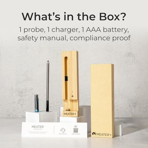 MEATER Plus | Jusqu'à 50m Longue Portée Thermomètre à Viande Intelligent Sans Fil Pour Gril, Four, Cuisine, Barbecue, Rôtissoire avec Connectivité Bluetooth et WiFi