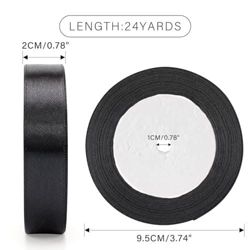 G2PLUS Ruban Satin Noir 22M Ruban Satin 20mm Ruban Cadeau Rubans Couture Pour la Décoration de la Maison de Mariage et L'emballage de Cadeaux