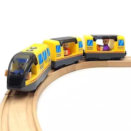 Kit de train d'action à piles pour rails de chemin de fer en bois (magnétique) - Compatible avec Thomas la locomotive, kit de train Brio pour les enfants âgés de 3, 4, 5 ans (sans voie en bois)