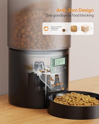 Distributeur Croquettes Chat Automatique: Gamelle pour Chiens avec Minuterie Programmable - 1-6 Repas par Jour avec Appuyez sur Le Couvercle et Fonction D'Enregistrement 10s - 4L Noir