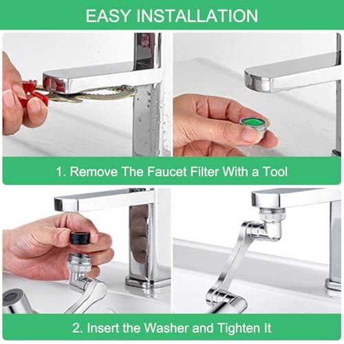 Ghazpmuk Robinet à Rallonge Rotatif Multifonctionnel, Aérateur de Robinet, Mousseur Robinet de Rallonge Pivotant à 1080°, Extension Robinet Avec 2 Modes de Pulvérisation, pour Cuisine Salle de Bain