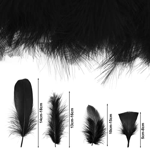 MWOOT 400 Plumes Naturelles, Plumes Decoration Noires, 7-15CM Plumes Loisirs Creatifs, 4 Assorties Plumes Artisanat pour Attrape Rêves Décoration Pâques Guirlande Noël; Crafts DIY Feathers