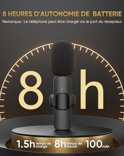 Micro Cravate sans Fil pour iPhone/iPad/Téléphone Android/Ordinateur Portable, IUMAKEVP Plug-Play Microphone à Clipser Revers avec Réduction du Bruit pour Enregistrement Vidéo/Vapeur en Direct(2 Mics)