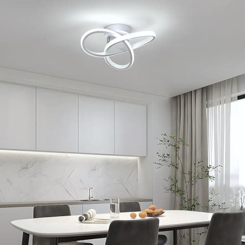 Osairous Plafonnier LED Moderne, 22W 2500LM Lampe de Plafond Blanc Chambre, Luminaire Plafonnier Cuisine en Aluminium pour Balcon Salon Couloir, Blanc Froid 6500K, Dia 25cm