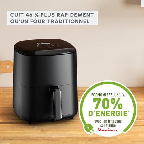 Moulinex Easy Fry Max Friteuse sans huile, Capacité XL de 5 L, Jusqu'à 6 personnes, 10 programmes automatiques, Ecran tactile digital, Gain de temps et d'énergie, air fryer EZ245820