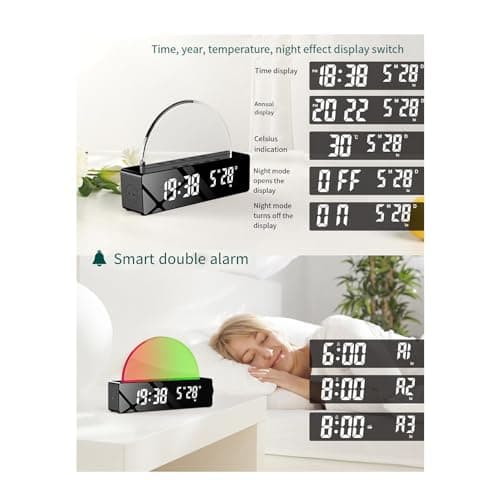 Lampe de Lever de Soleil, RéVeil, LumièRe de RéVeil, Simulateur D'Aube, Lampe Solaire de Chevet, LumièRes Changeantes de Couleur pour Chambre à Coucher, Blanc