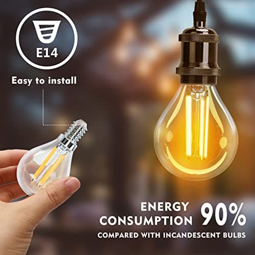 Aigostar Ampoule LED Filament E14 Blanc Chaud 2700K,470LM,4W Equivalent à Ampoule Incandescente 40W,G45,Angle de 360o, Non-dimmable, Lot de 5