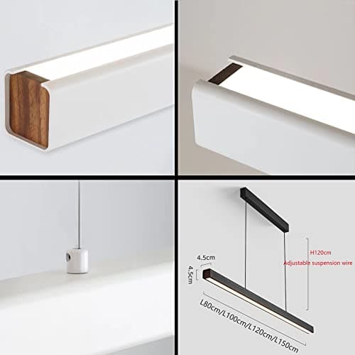 Table à manger LED suspension dimmable, hauteur de suspension réglable moderne Suspension/Bureau salle à manger plafonnier Bureau salon cuisine Bar lumière (blanc, L80cm)