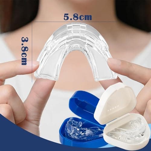 GouttièRe Dentairec Mise à Niveau MatéRielle2.0 Plus Doux Et Plus éLastique Ne Fait Pas Mal à La Bouche Anti Ronflement Efficace Puissant Apnee Du Sommeil Appareil Stockage IndéPendant 2PCS