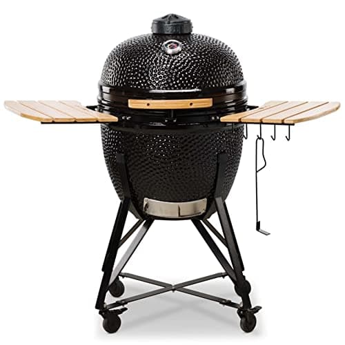 Kamado Bono Grande Barbecue et 6 Accessoires Offerts Gratis - Barbecue Charbon De Bois Taille Portable - BBQ Et Fumoir - Noir Barbecue Japonais Ceramique Ø 59 cm - Barbecue Balcon