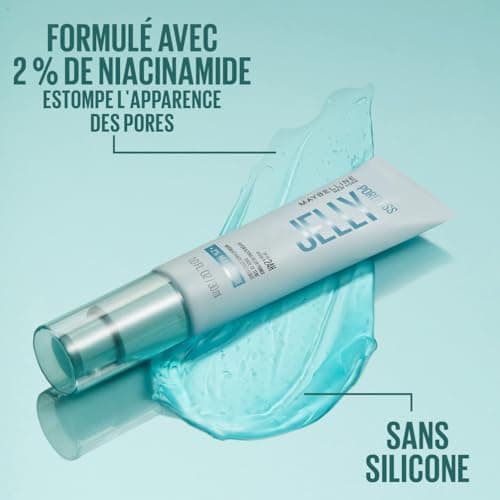 MAYBELLINE NEW YORK - Poreless Jelly - Base De Teint Floutante - Floute & Hydrate Pendant 24H* - Texture Gel Ultra-Fraîche - 2 % De Niacinamide - Technologie Water Jelly - Sans Effet Gras - 30 ml