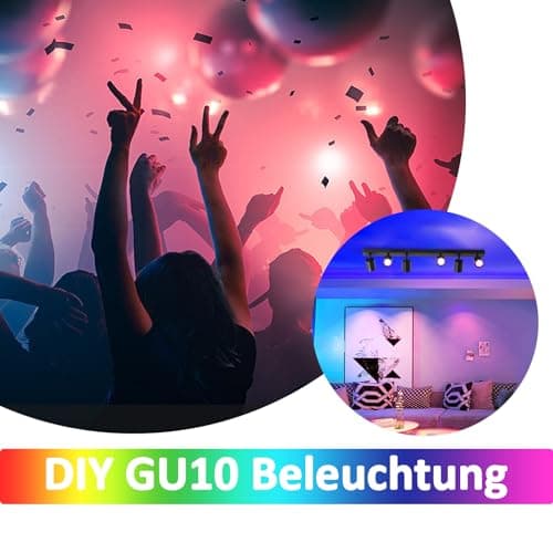 ZMH Plafonnier LED Spot de Plafond Noir : Plafonnier GU10 Spots 6 Ampoules, Spots de Plafond Orientables à 330°, Lampe de Couloir Moderne, Spot Mural Industriel pour Salon, Chambre, sans Ampoule