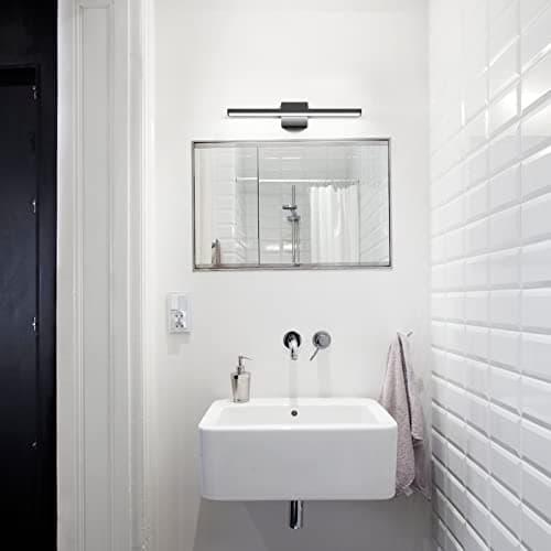 Klighten Lumière LED Miroir Salle de Bain 60cm, 20W 2000LM Applique Miroir Salle de Bains, IP44 Lampe Miroir Salle de Bain Moderne, 6000K Blanc Froid, 144 LEDs, 110-240V, Noir