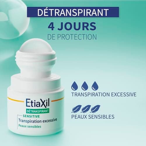 ETIAXIL - Déodorant Détranspirant - Traitement Transpiration Excessive - Aisselles - Peaux Sensibles - Efficacité 4 jours -15 ml