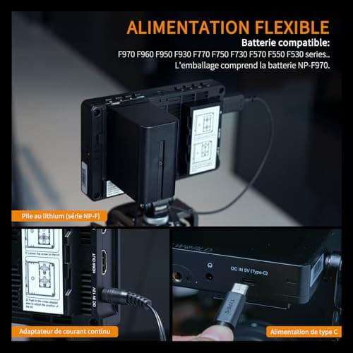 FEELWORLD F5PROX Caméra Moniteur de Terrain Écran Tactile 1600Nit 5,5 Pouces 4K HDMI DSLR Video Camera Monitor avec Batterie F750 Sacoche pour caméra Entrée de Type C 3DLUT Focus Peaking Histogramme