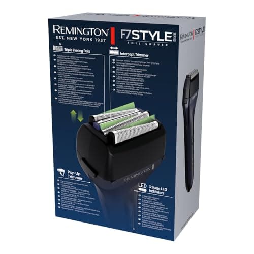 Remington Rasoir à grille électrique F7 (3 grilles flexibles de rasage pour poils longs et courts, rasage rapide et doux, humide et sec, 100% étanche, tondeuse précision, batterie lithium) F7000