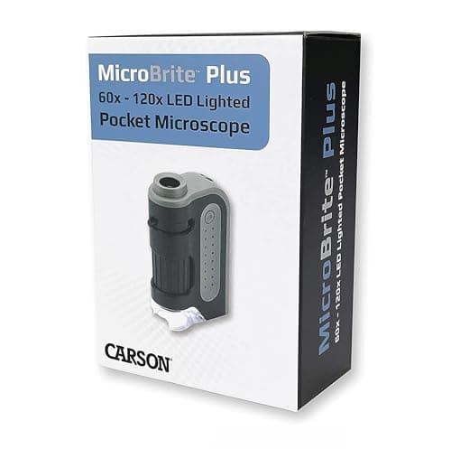 Carson MicroBrite Plus 60-120x microscope de poche éclairé par LED pour enfants, microscope portable, mini microscope pour étudiants en laboratoire scientifique, microscope éducatif pour STEM (MM-300)