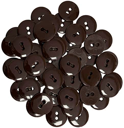 AERZETIX - C65534 - Lot de 50 Boutons à coudre ronds Ø15x2.2 mm à 2 trous L24 24L en plastique - couleur: marron foncé - diamètre de l'ouverture 2 mm - mercerie couture vêtements décoration